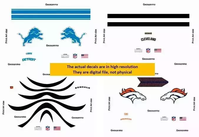 Printable High Resolution NFL Helmet Decals Pack 7 3D print model