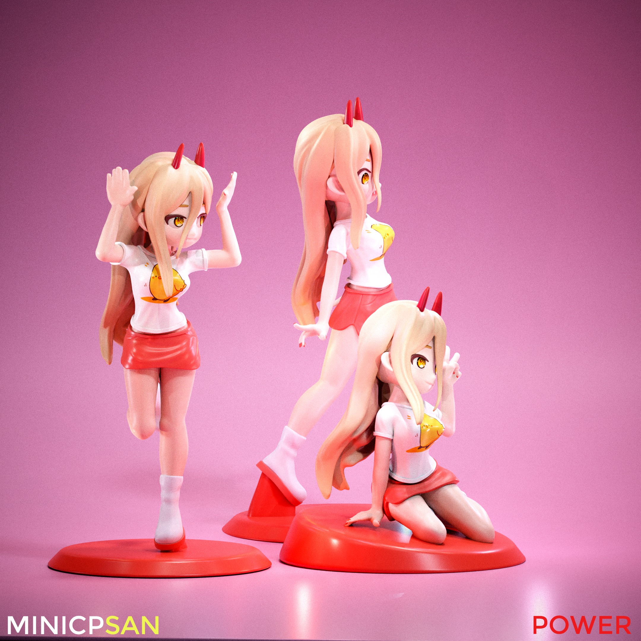 3in1 Mini Power Casual Outfit Bundle - Chainsaw Man Anime Figure 3D print model_6
