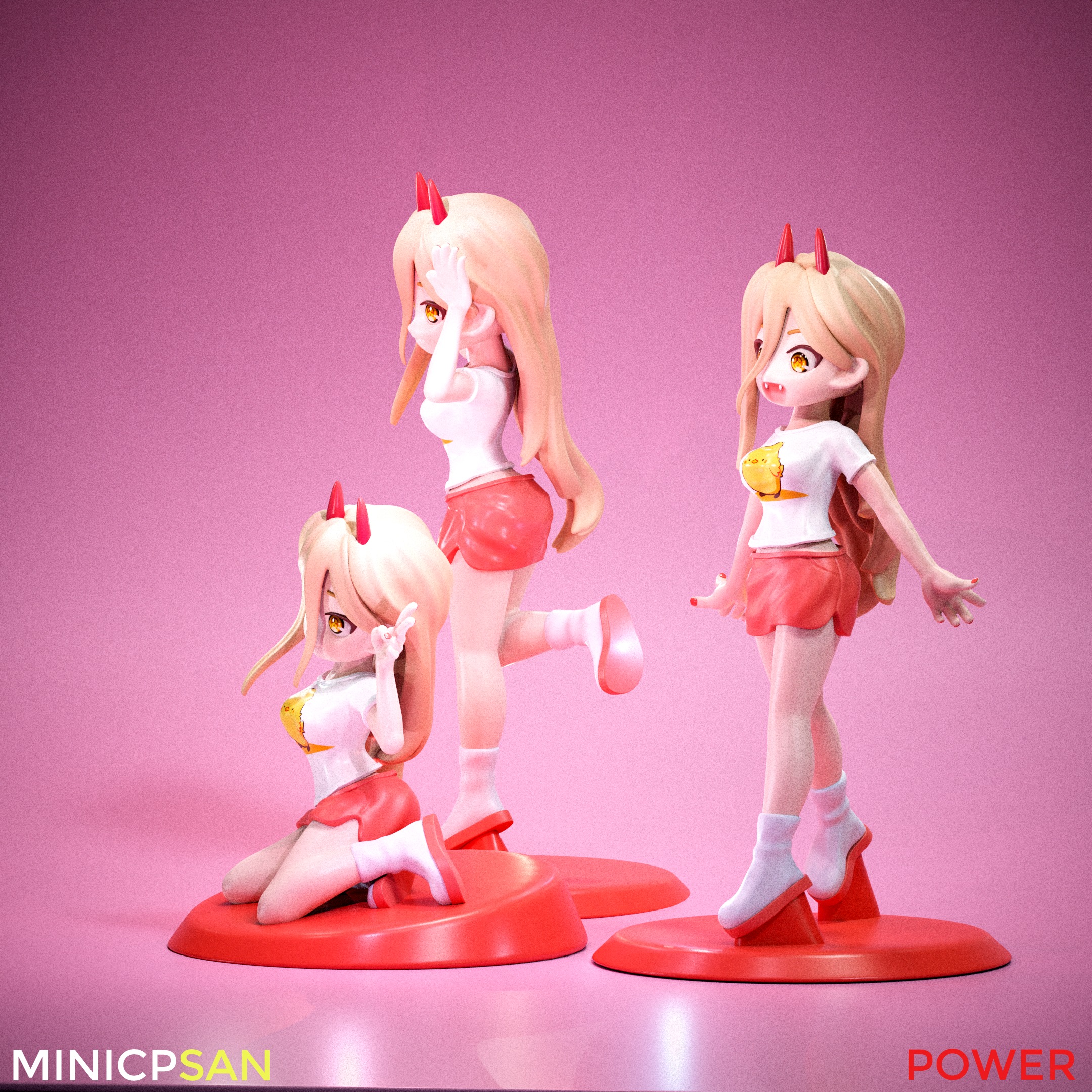 3in1 Mini Power Casual Outfit Bundle - Chainsaw Man Anime Figure 3D print model_2