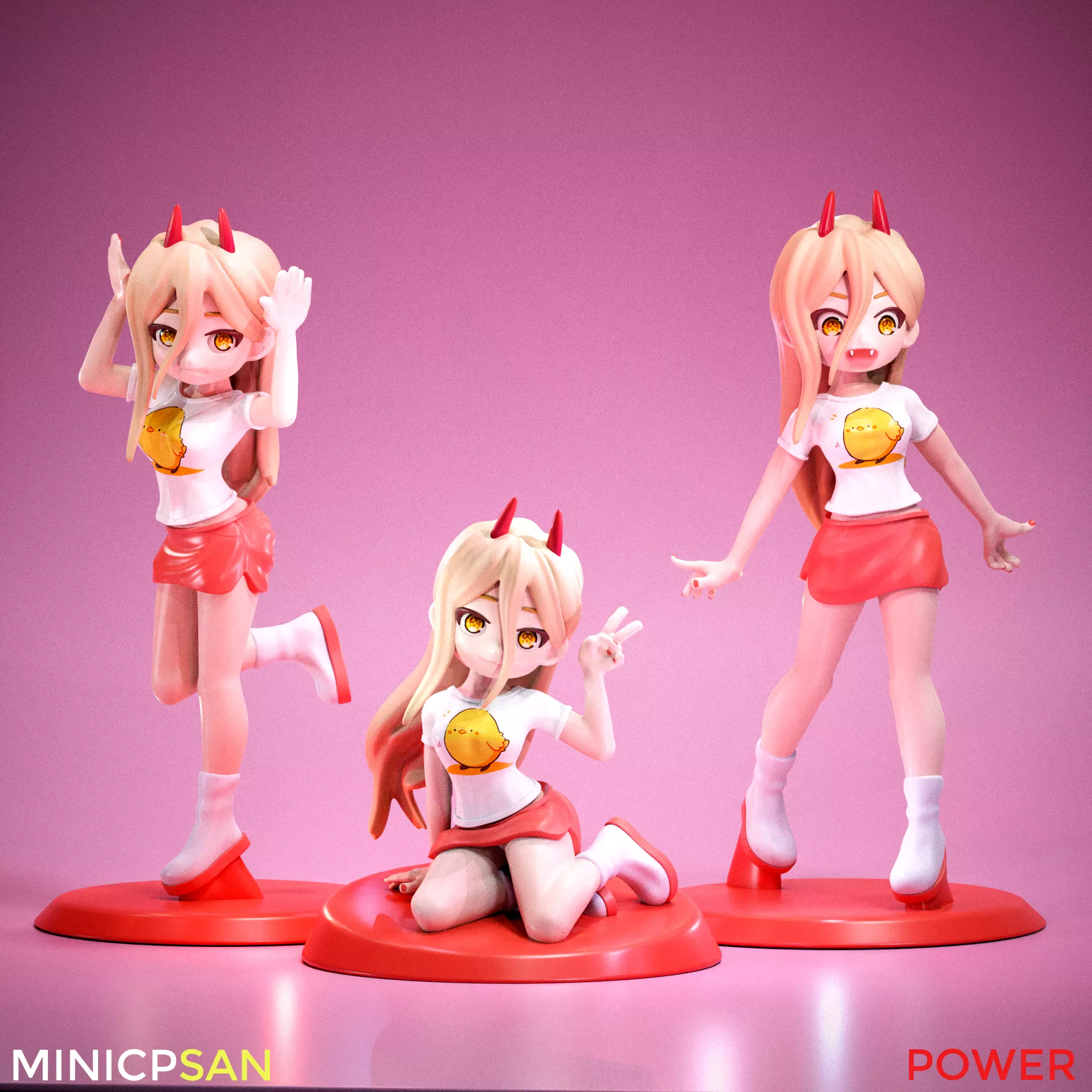 3in1 Mini Power Casual Outfit Bundle - Chainsaw Man Anime Figure 3D print model_0