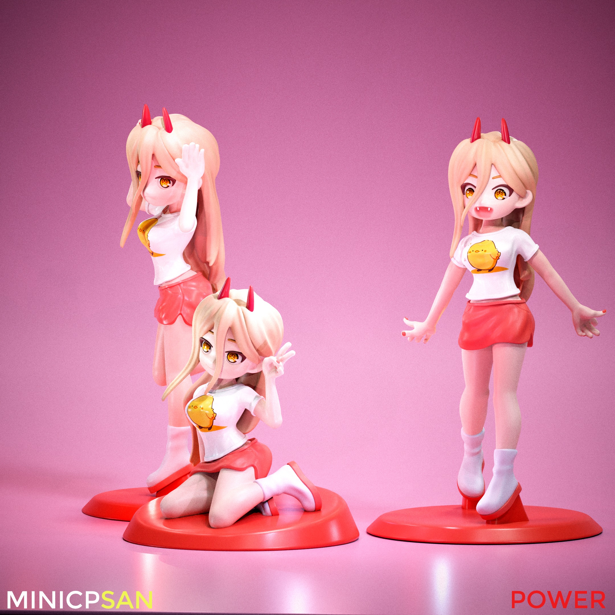 3in1 Mini Power Casual Outfit Bundle - Chainsaw Man Anime Figure 3D print model_1