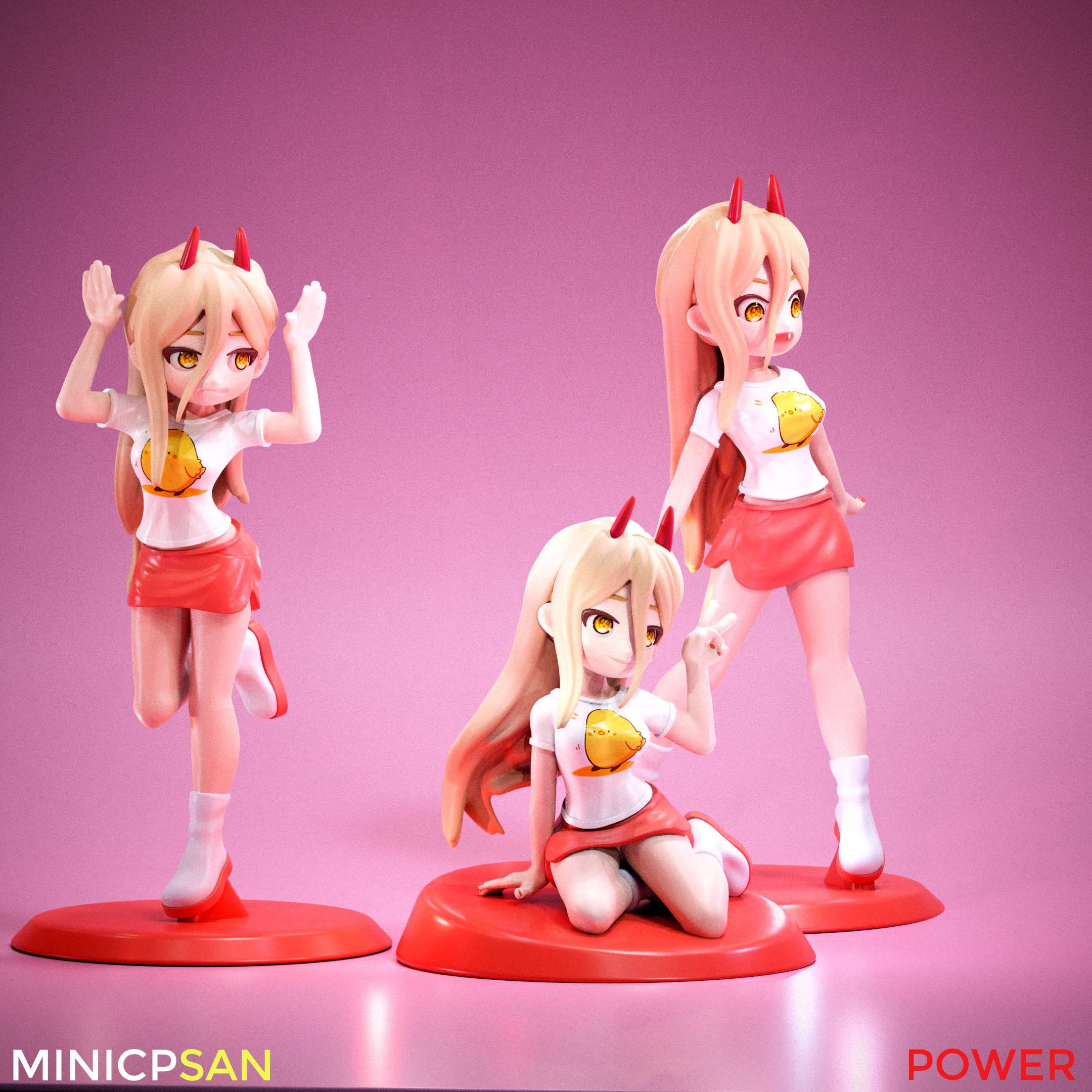 3in1 Mini Power Casual Outfit Bundle - Chainsaw Man Anime Figure 3D print model_7