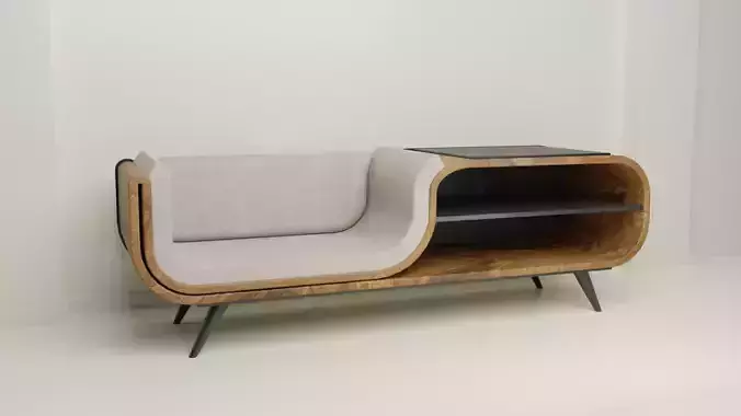 Realistic Curved Sofa