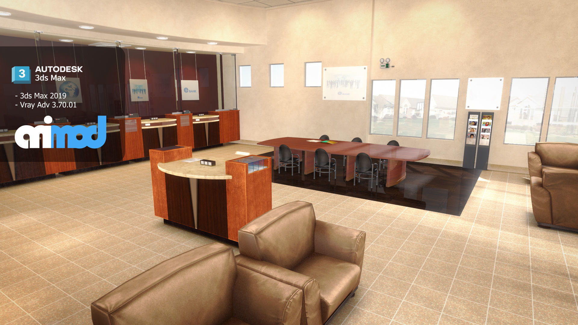 Bank Interior 3D model_1