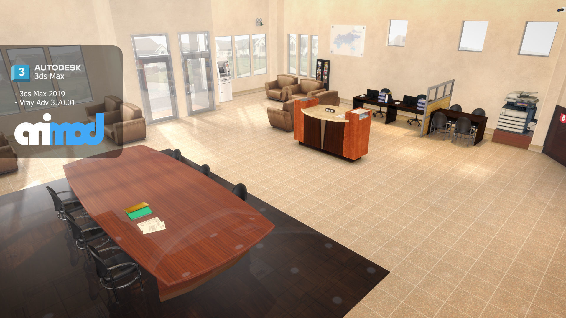Bank Interior 3D model_2