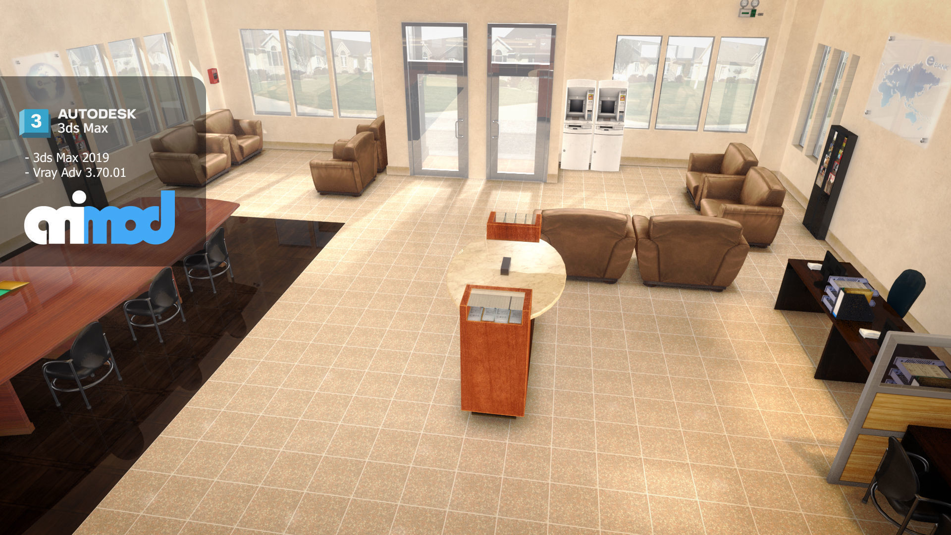 Bank Interior 3D model_4
