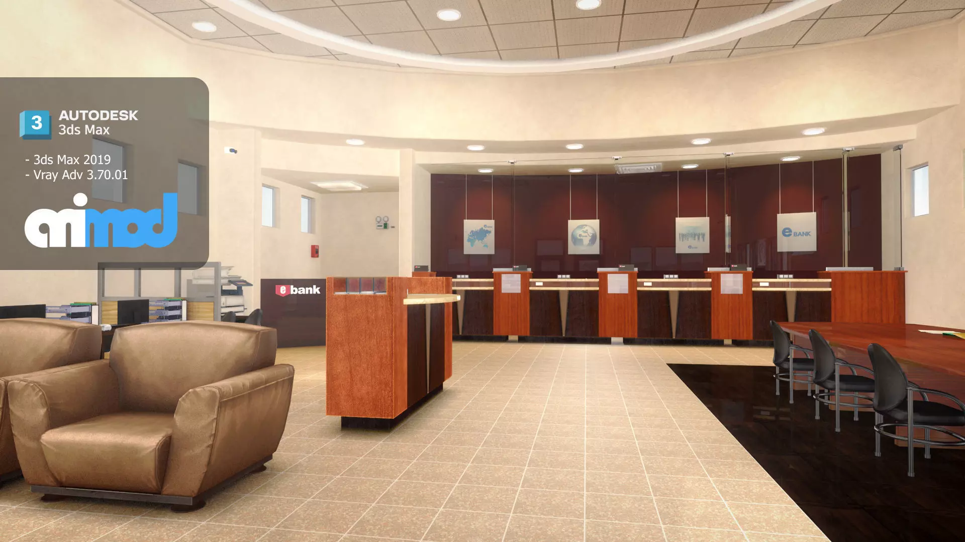 Bank Interior 3D model_0