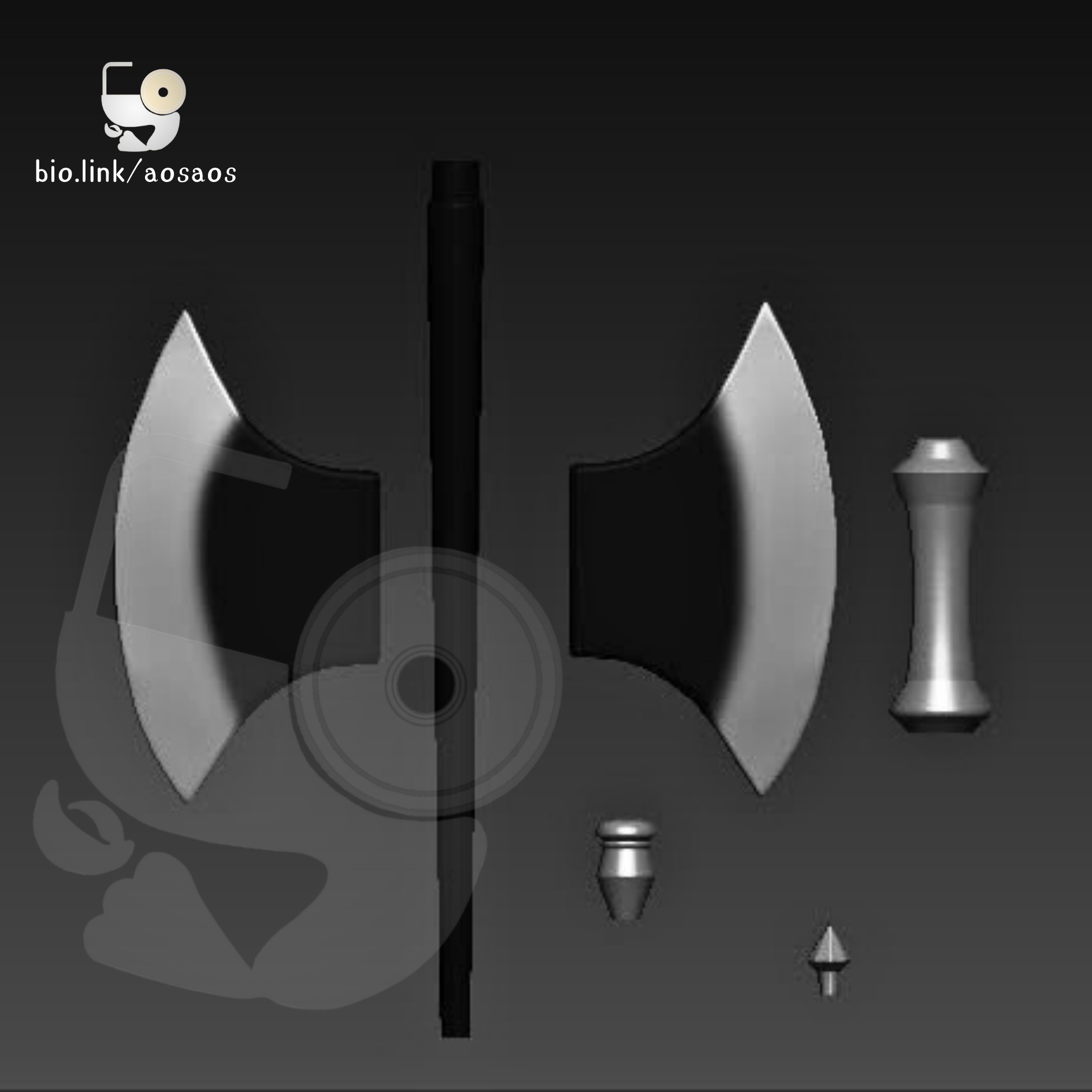 EISEN Frieren Helmet Axe Shoulder Armor Cosplay Prop STL OBJ 3D print model_4