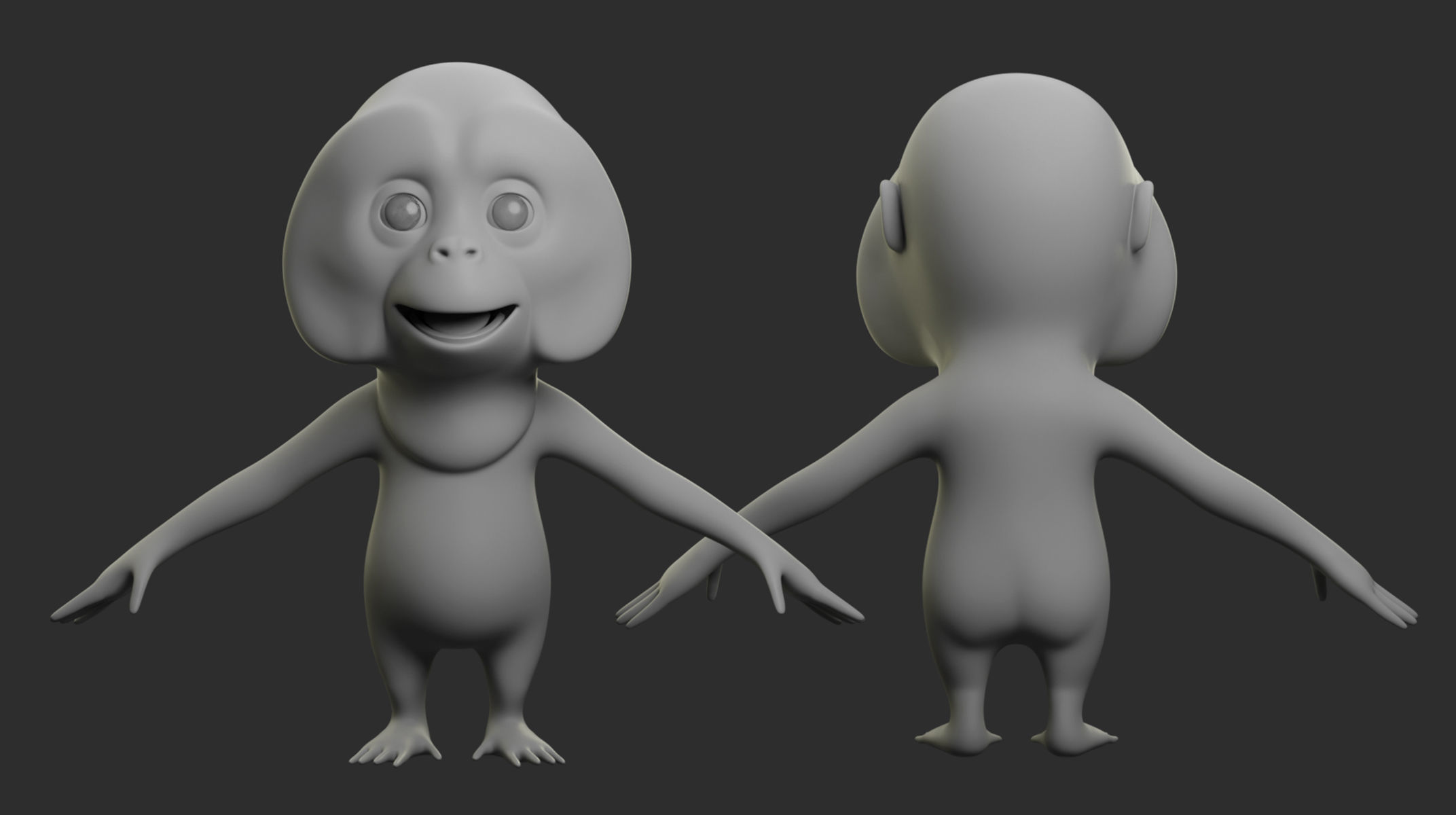 Orangutan Cartoon Low-poly 3D model_2