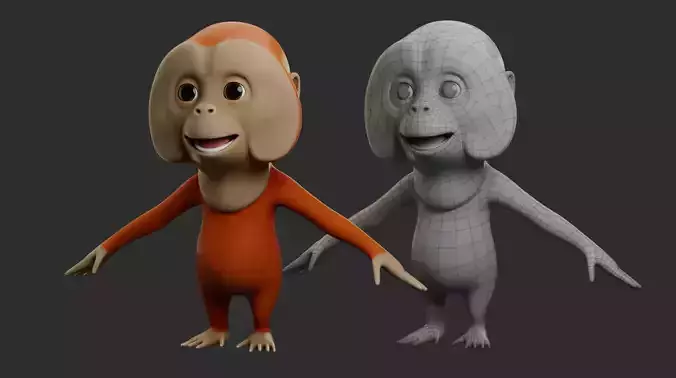 Orangutan Cartoon Low-poly 3D model