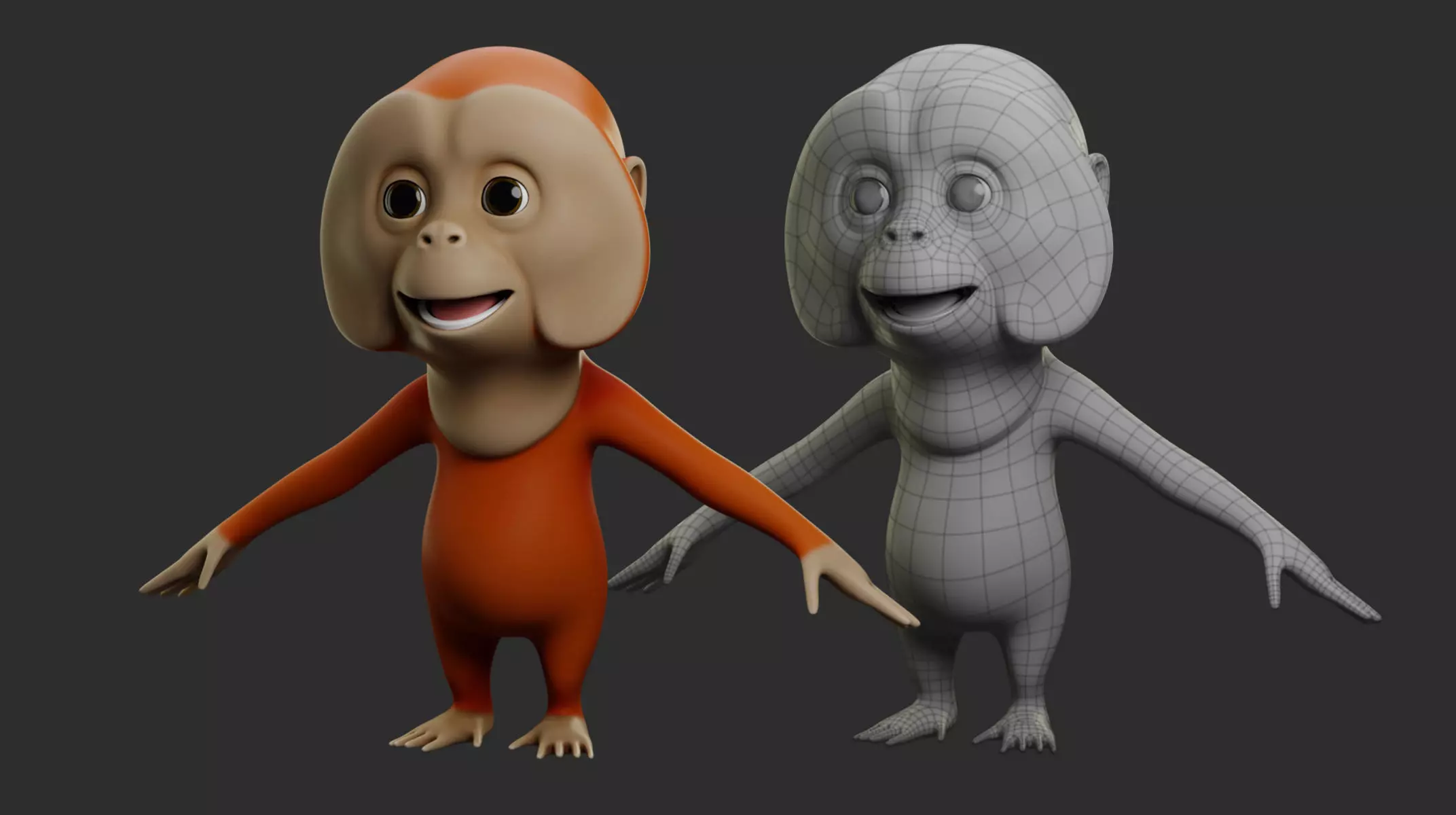 Orangutan Cartoon Low-poly 3D model_0