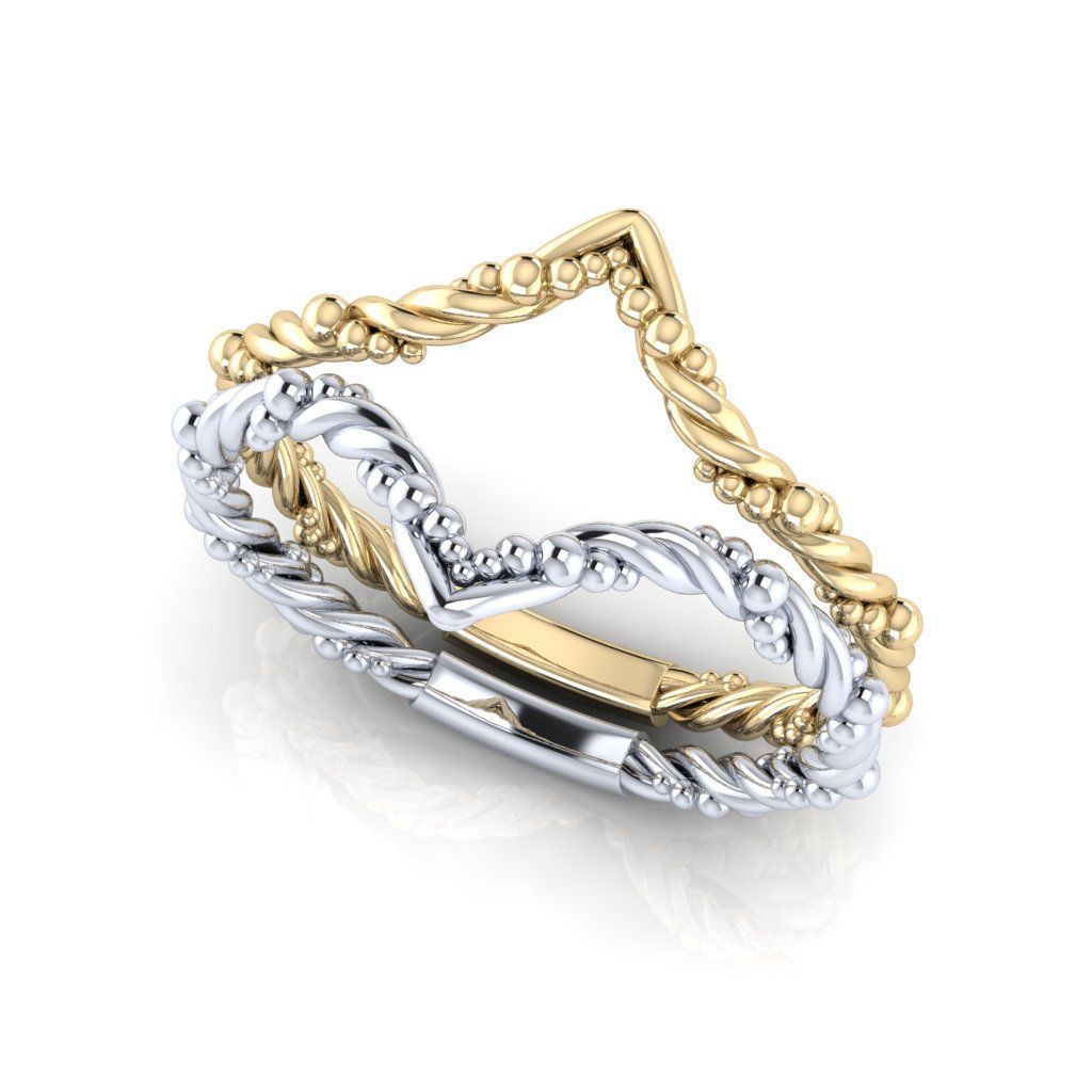 Chevron V shape twisted ring 3D print model_2