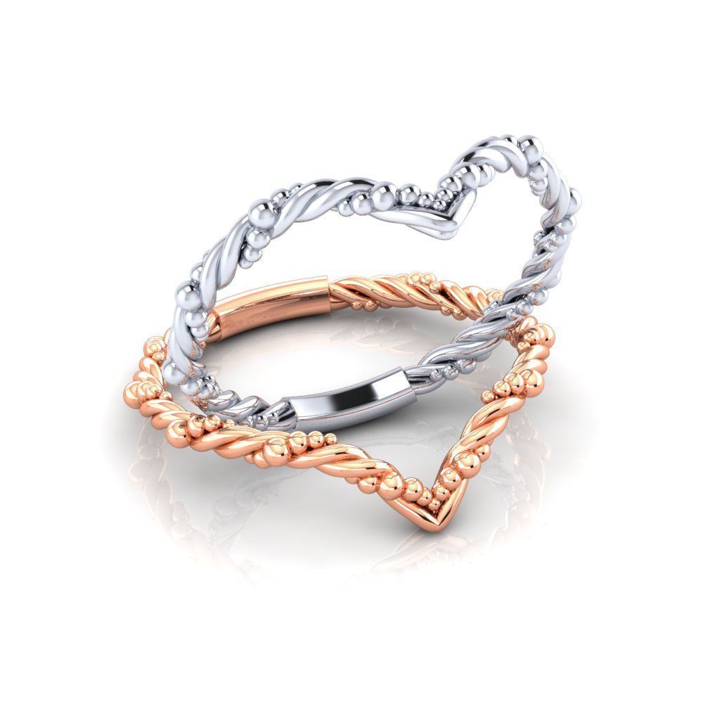 Chevron V shape twisted ring 3D print model_8