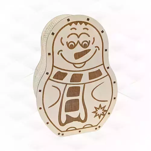 Christmas Snowman Coin Box laser cutting design piggy bank 3D print model