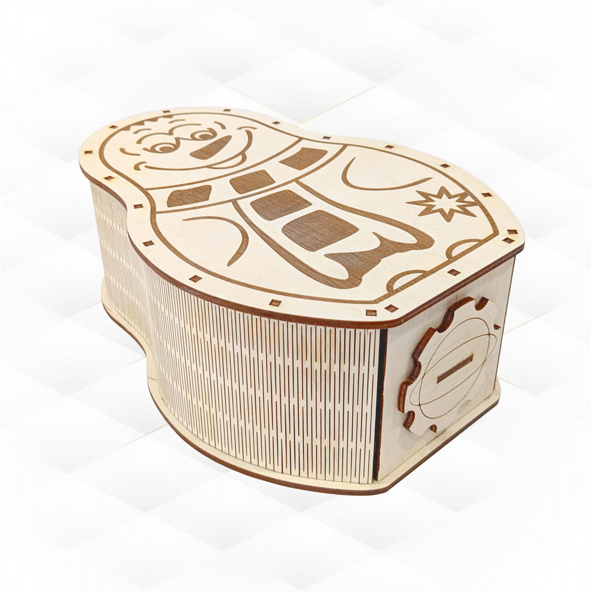 Christmas Snowman Coin Box laser cutting design piggy bank 3D print model_3