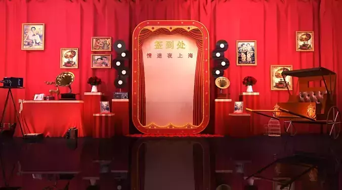 Vintage Scene Setting in Shanghai at Night