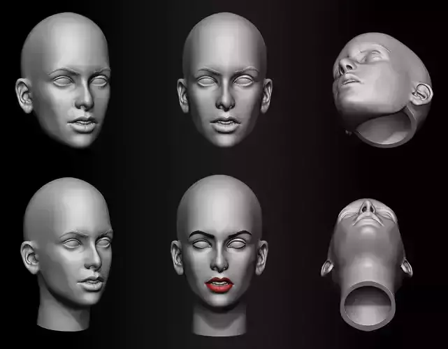Female head 3D printable model 3D print model