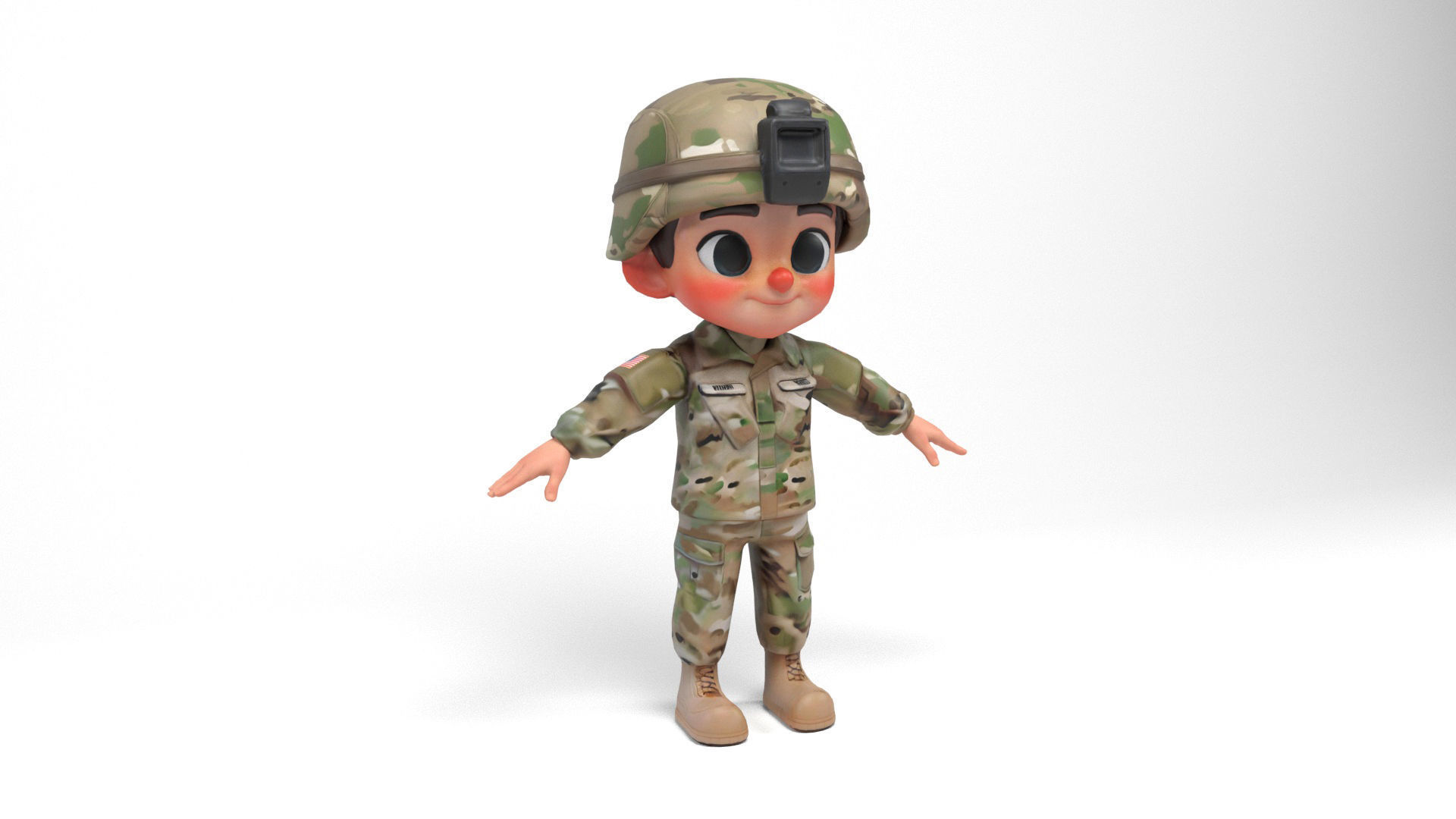North american soldier Low-poly 3D model_1