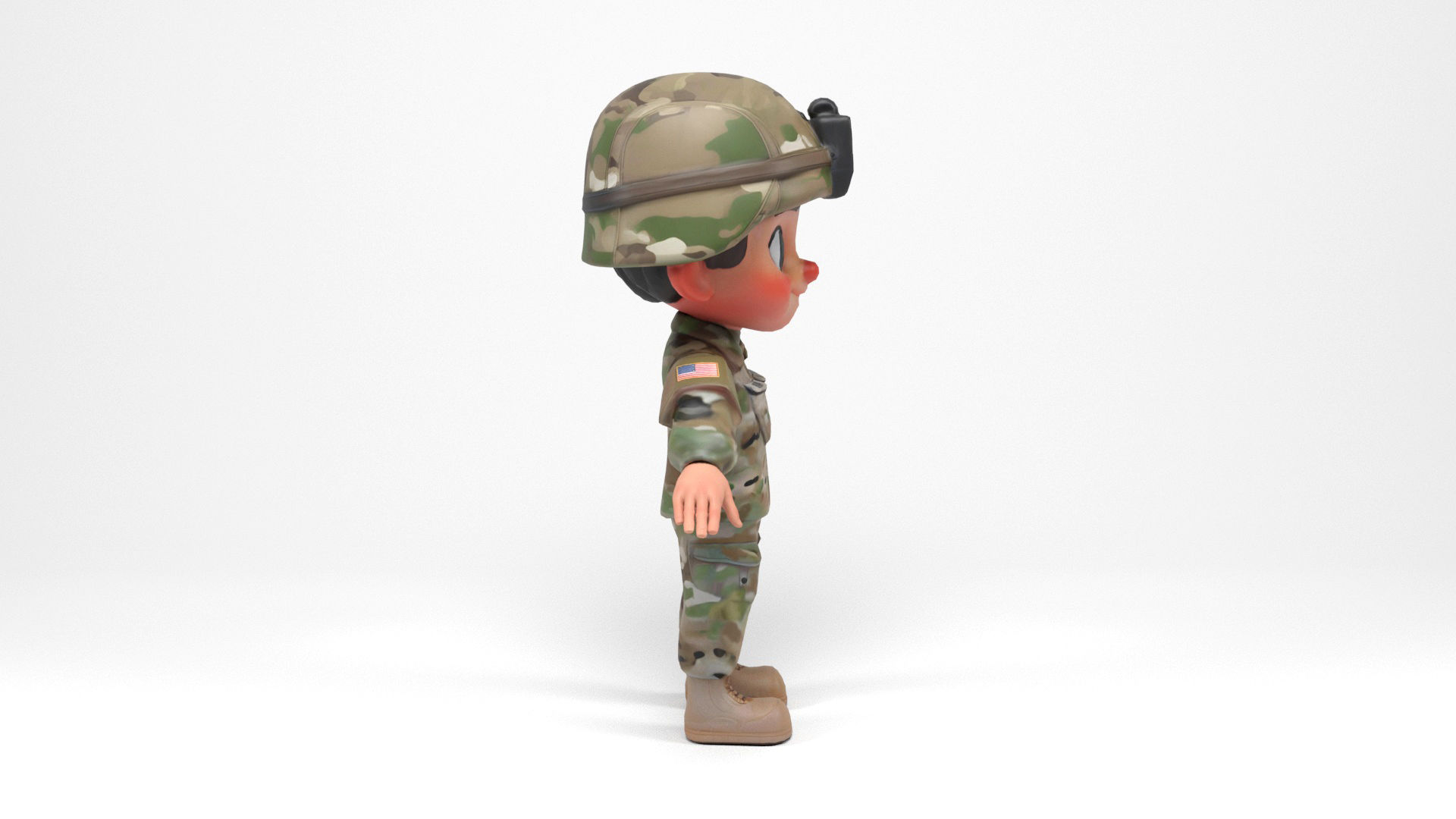 North american soldier Low-poly 3D model_6