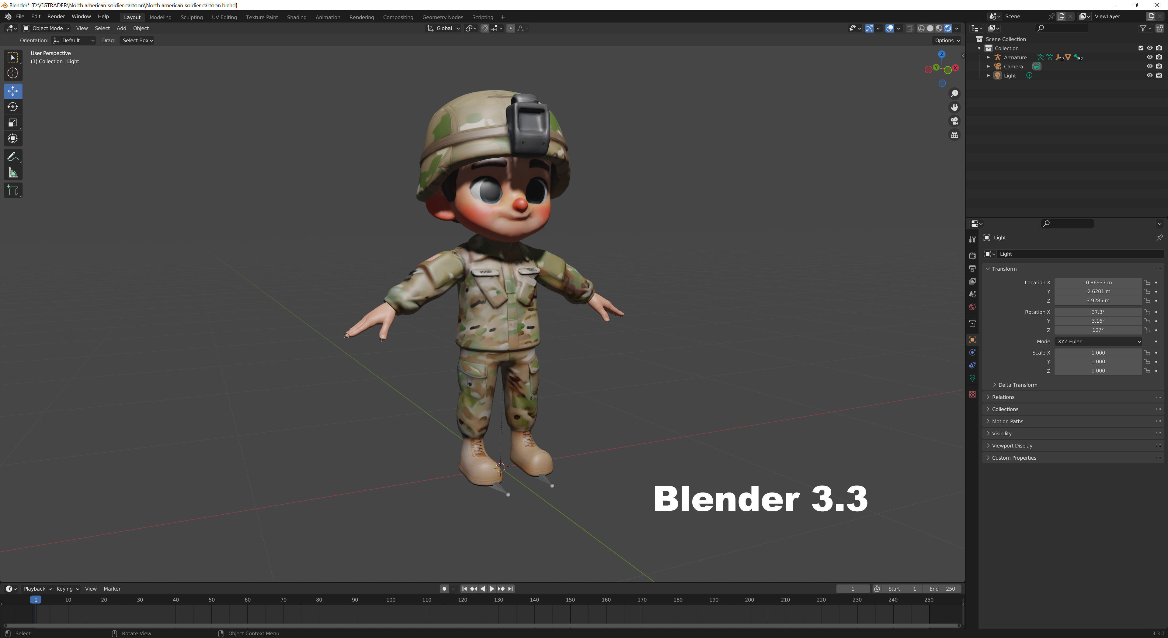 North american soldier Low-poly 3D model_16