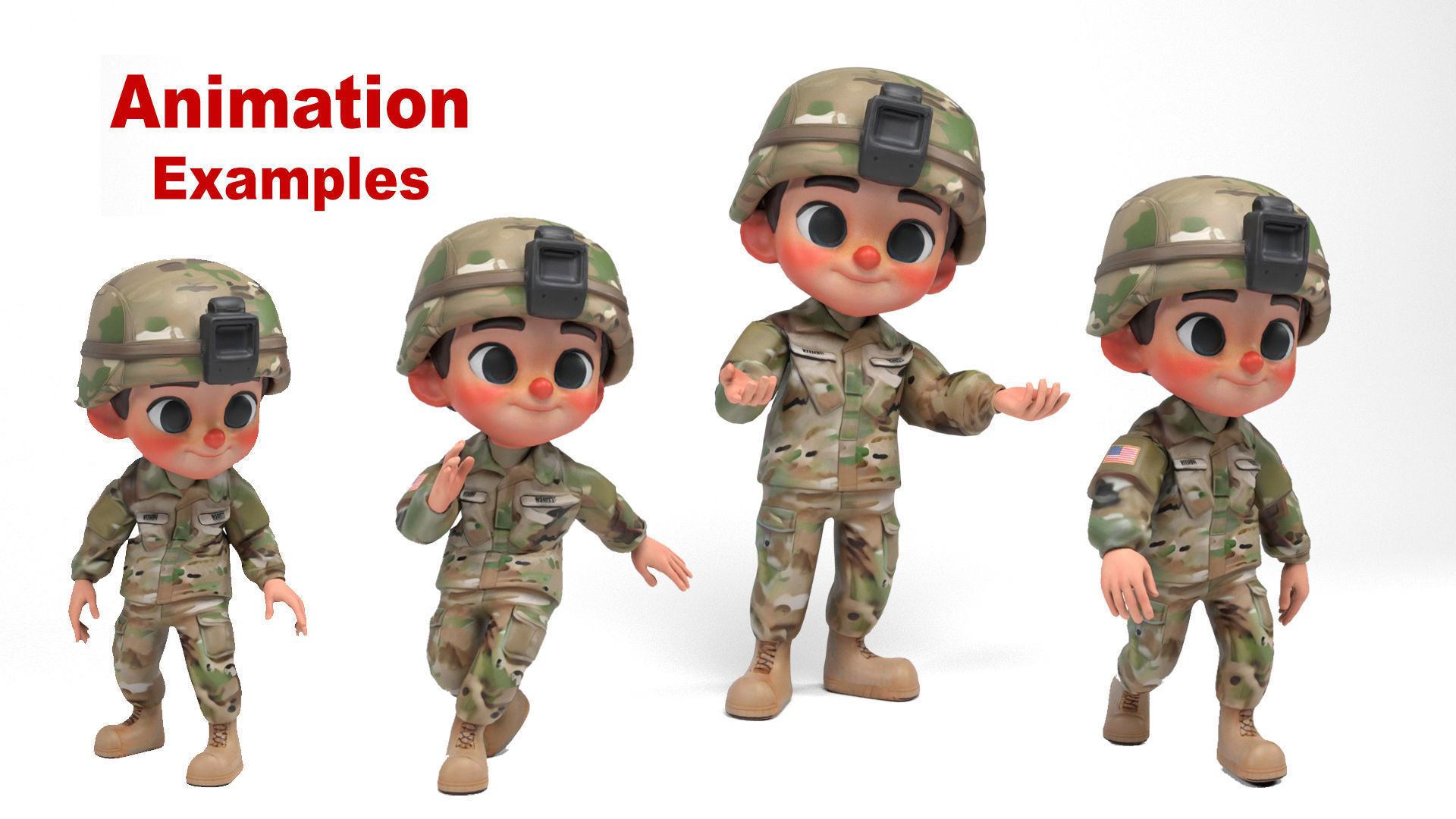 North american soldier Low-poly 3D model_4