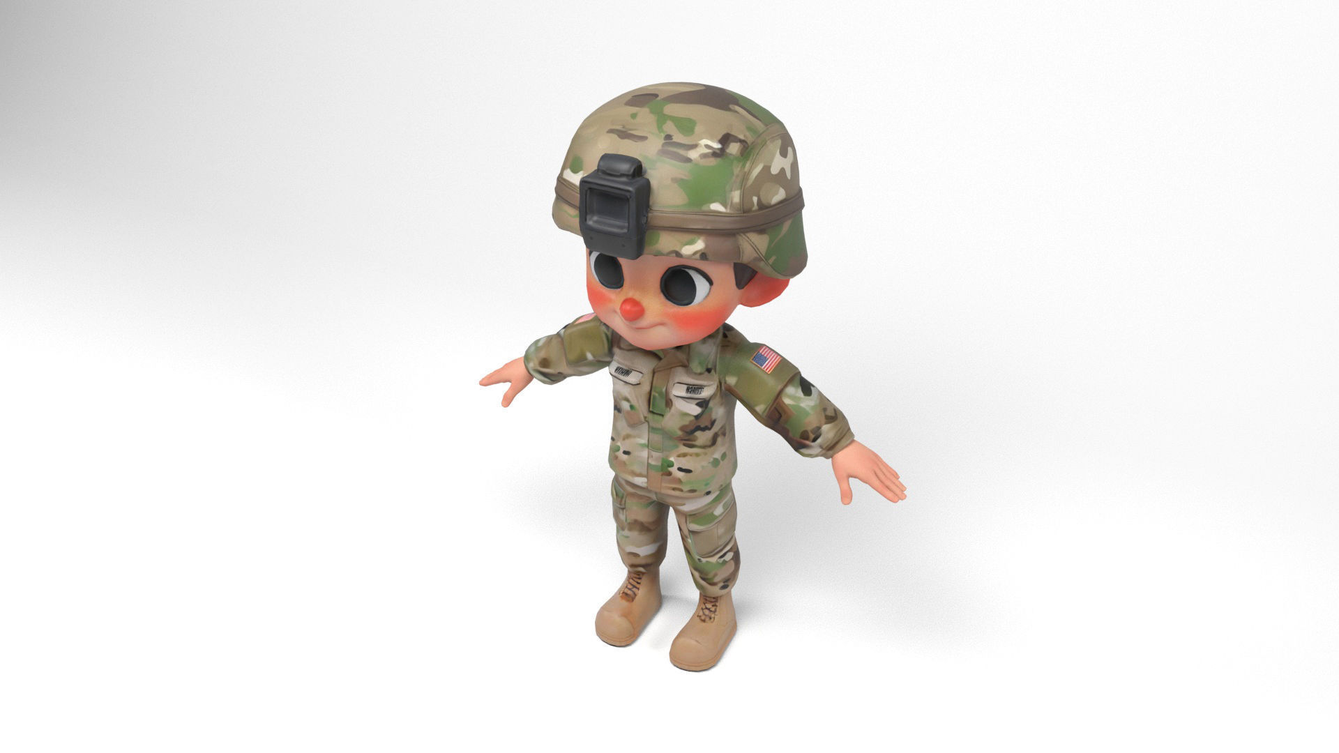 North american soldier Low-poly 3D model_3