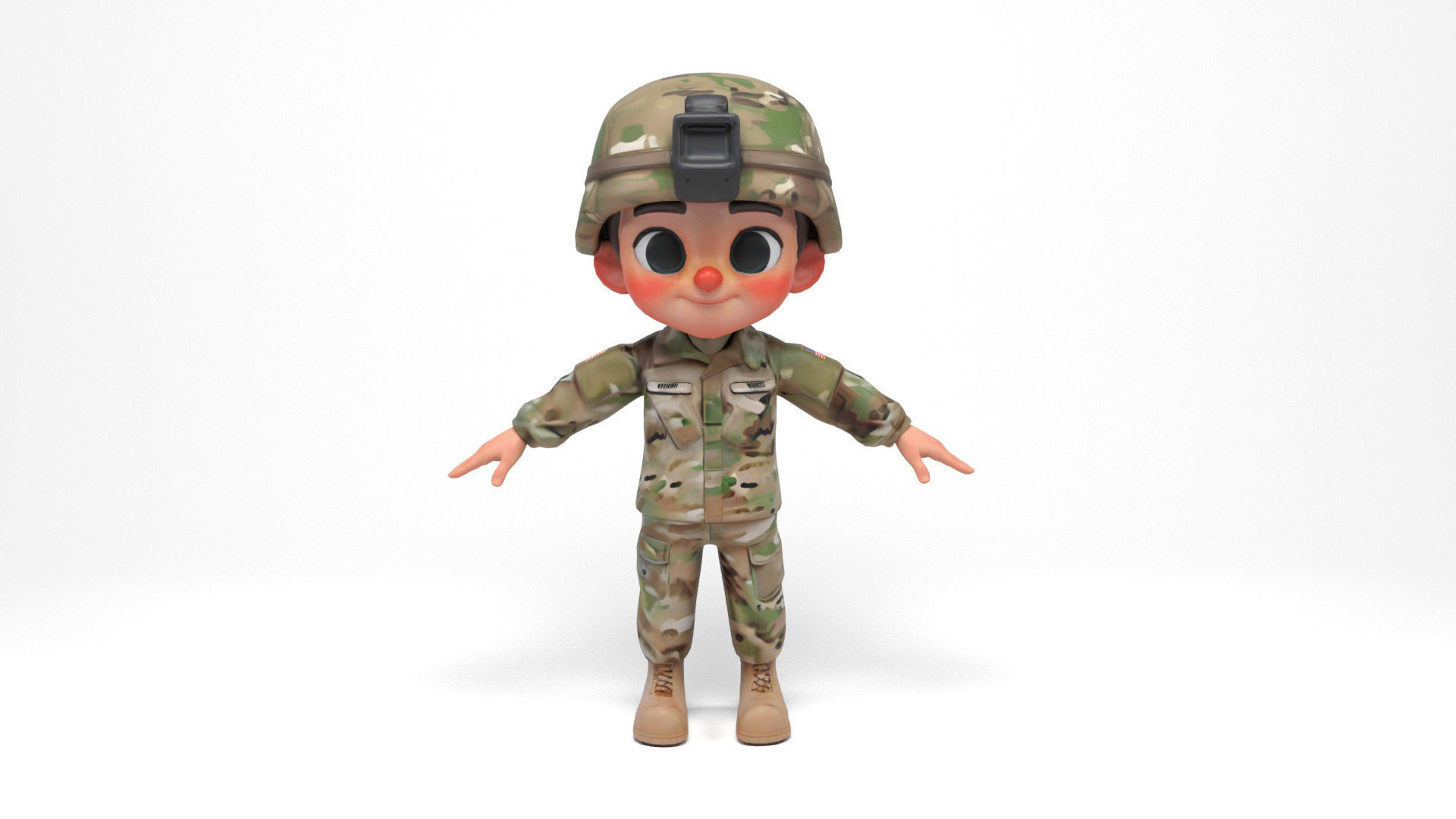 North american soldier Low-poly 3D model_2