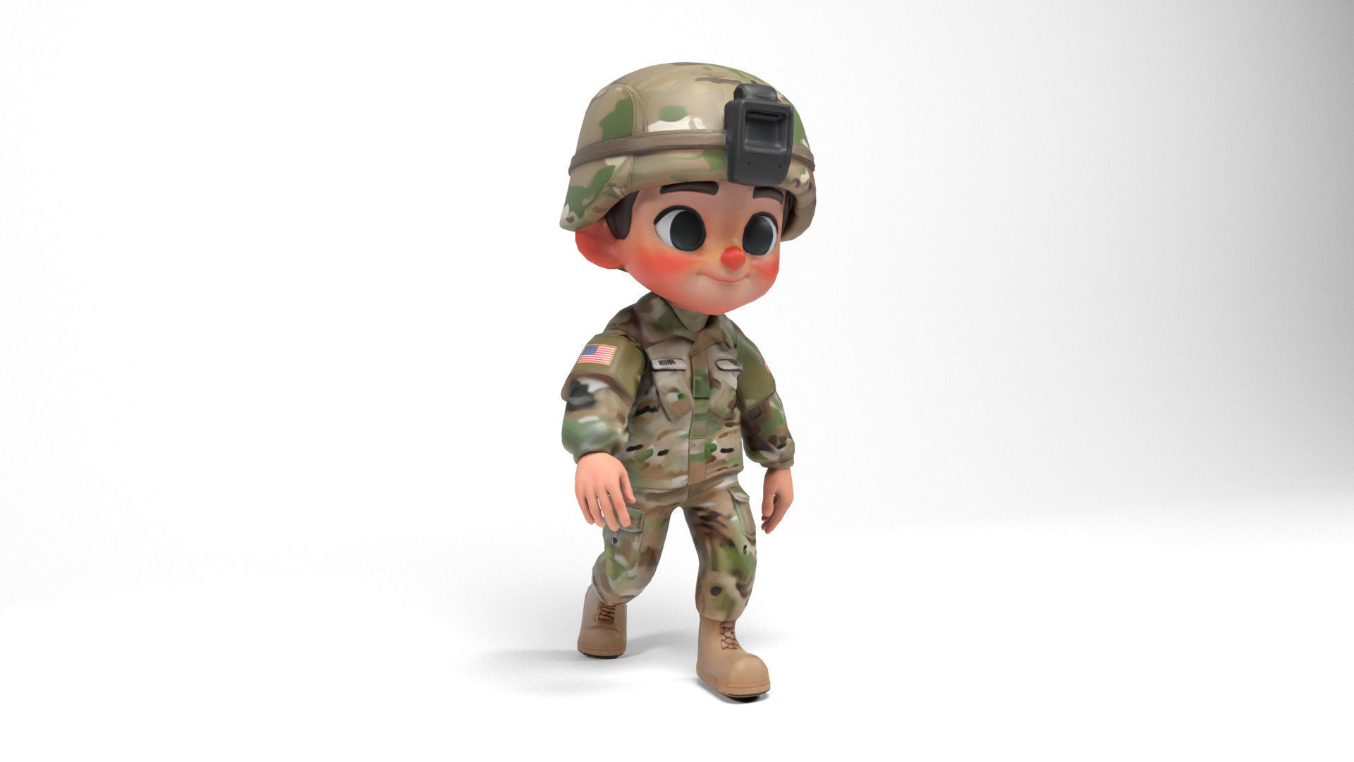 North american soldier Low-poly 3D model_10