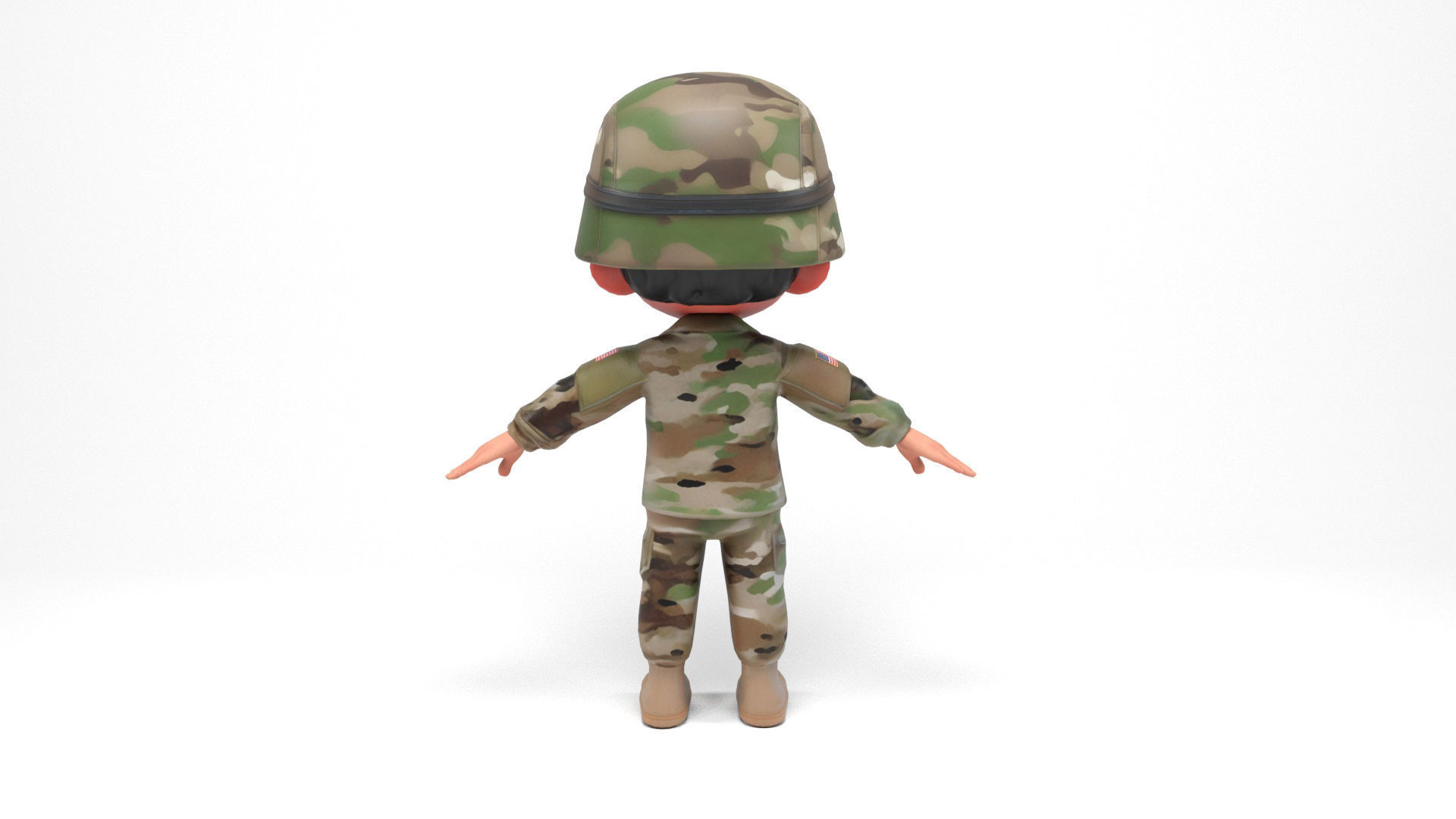 North american soldier Low-poly 3D model_7