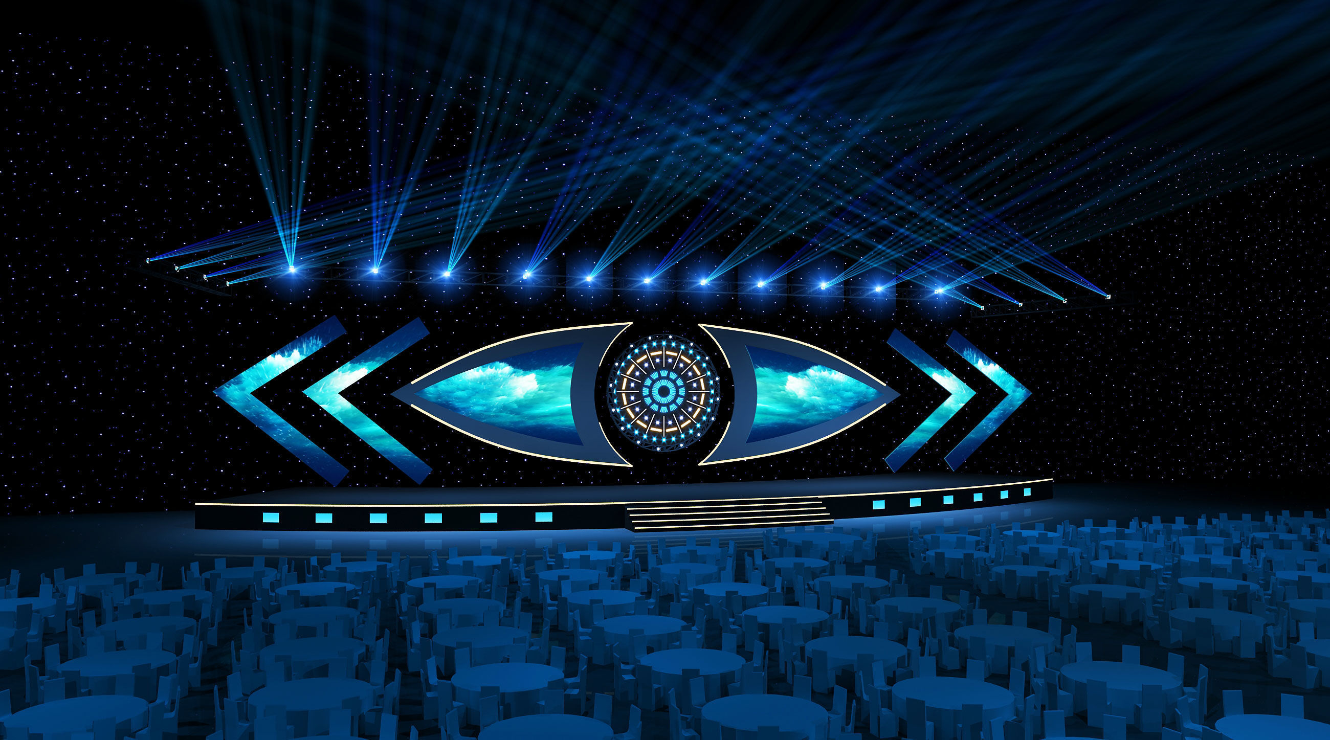 Conference stage design 3D model_1