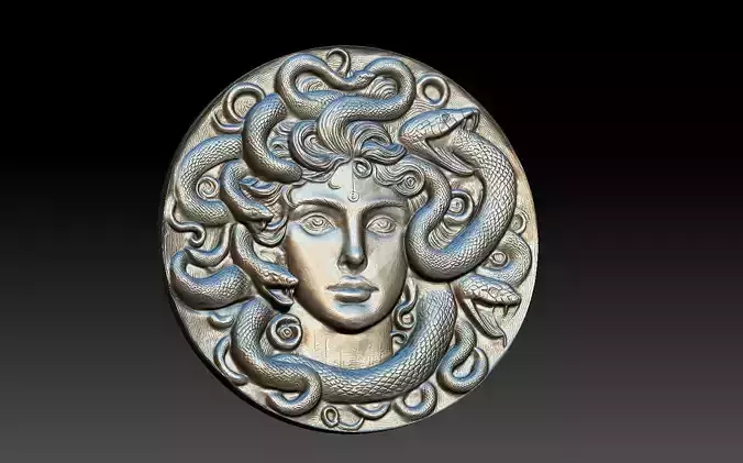 medusa relief 3dprint model and for cnc router carving model