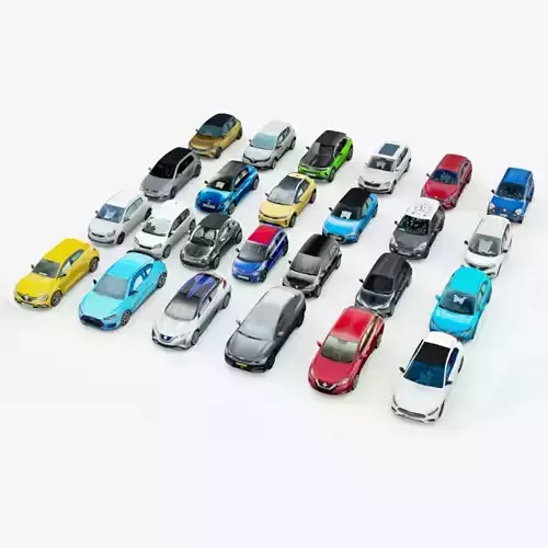 25 Low Poly Hatchbacks Low-poly 3D model