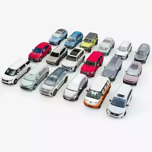 18 SUVs and VANs Low-poly 3D model