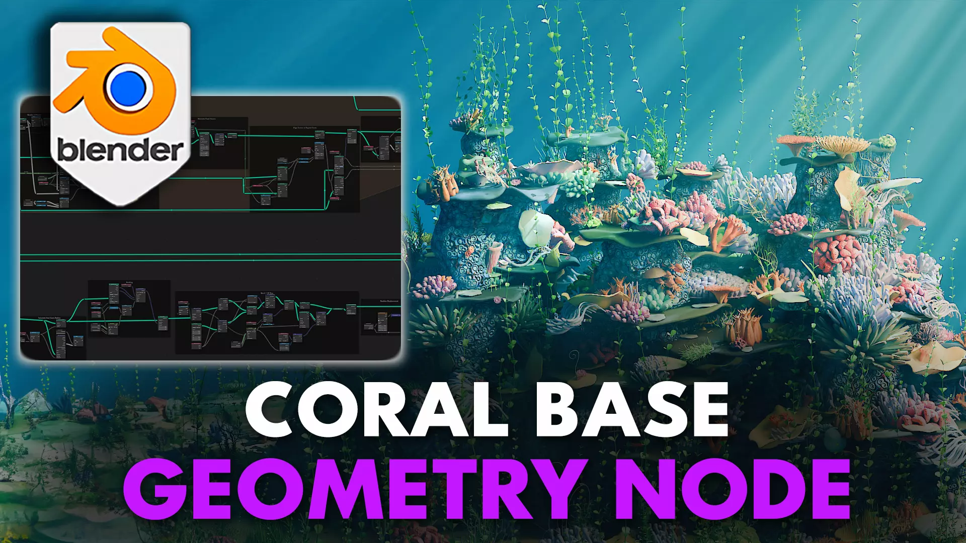 Blender Sea Coral Reef Geometry Node with Water Shader Setup 3D model_0