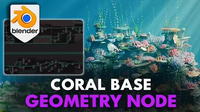 Blender Sea Coral Reef Geometry Node with Water Shader Setup 3D model