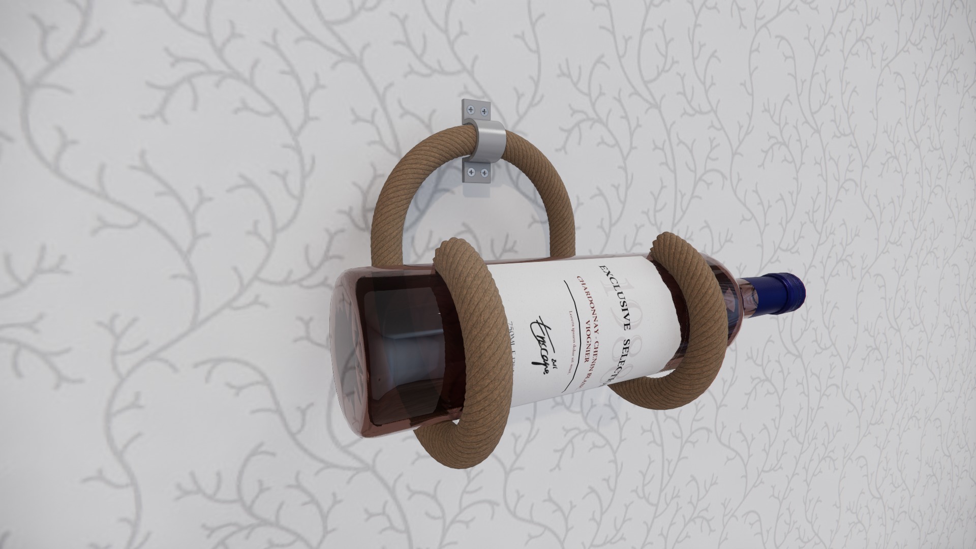 Wall-Mounted Rope Wine Holder 3D print model_1