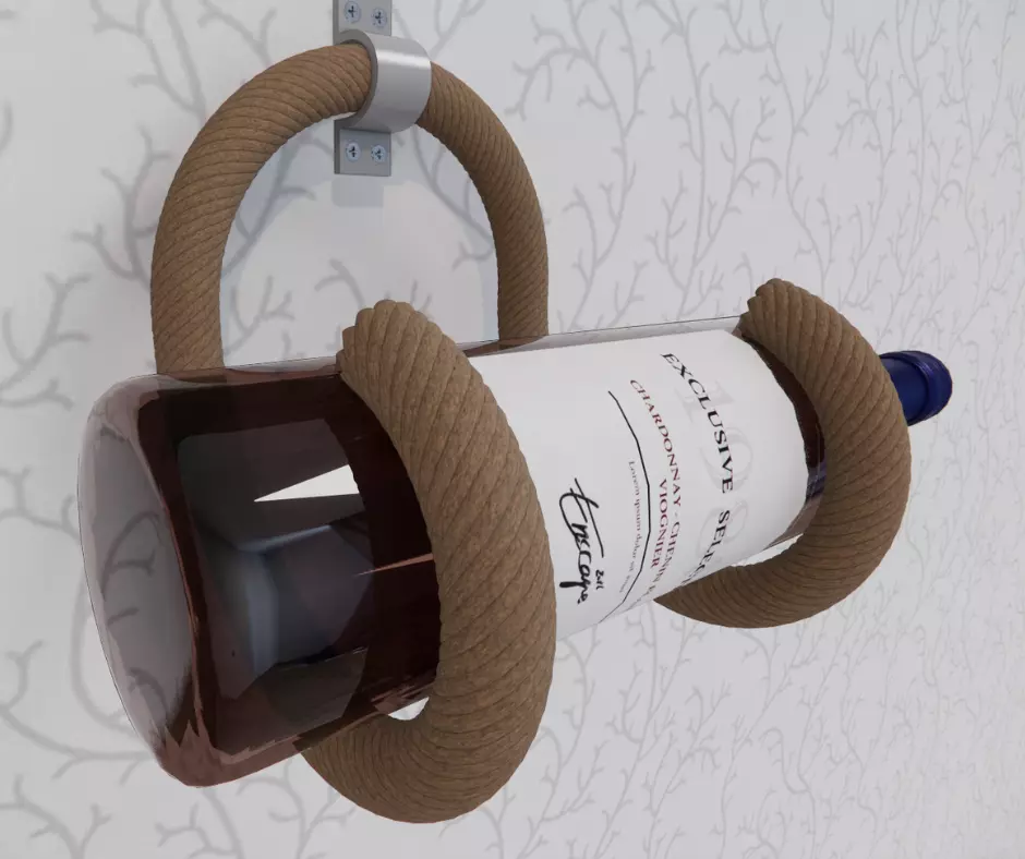 Wall-Mounted Rope Wine Holder 3D print model_0