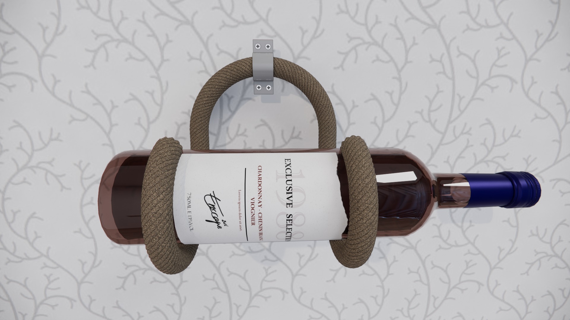 Wall-Mounted Rope Wine Holder 3D print model_6