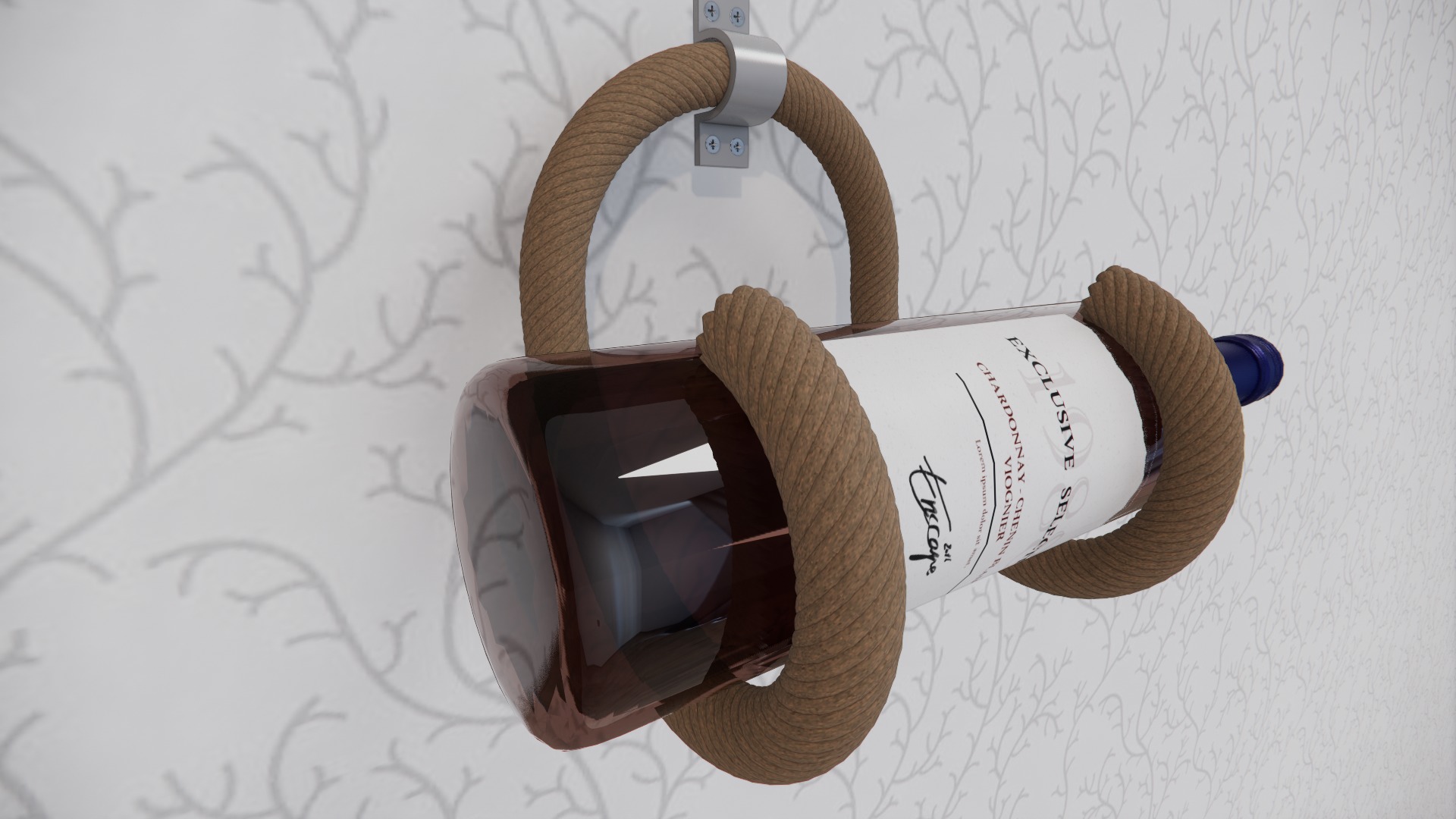 Wall-Mounted Rope Wine Holder 3D print model_4