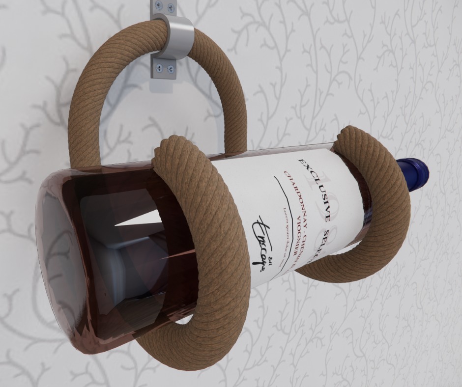 Wall-Mounted Rope Wine Holder 3D print model_8