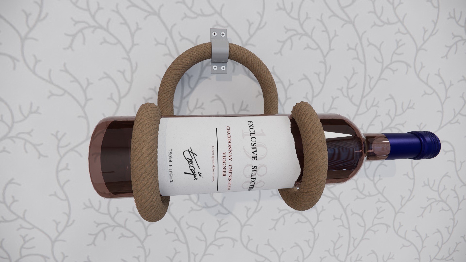 Wall-Mounted Rope Wine Holder 3D print model_2