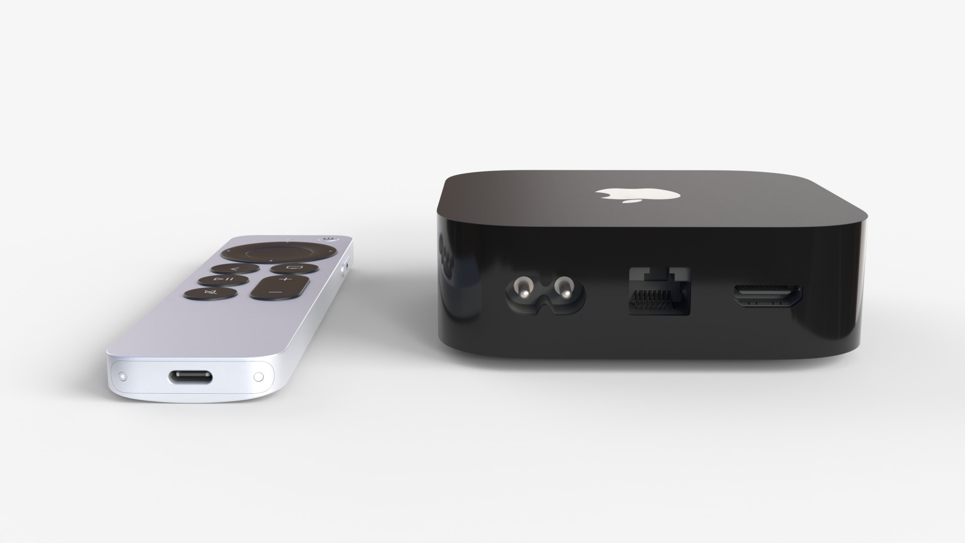 Apple TV 4K with Ethernet 2024 and Remote 3D model_2
