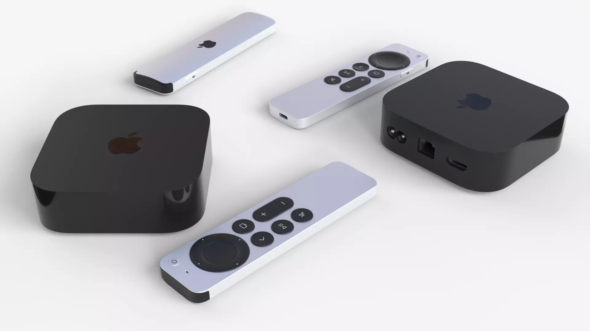 Apple TV 4K with Ethernet 2024 and Remote 3D model_0