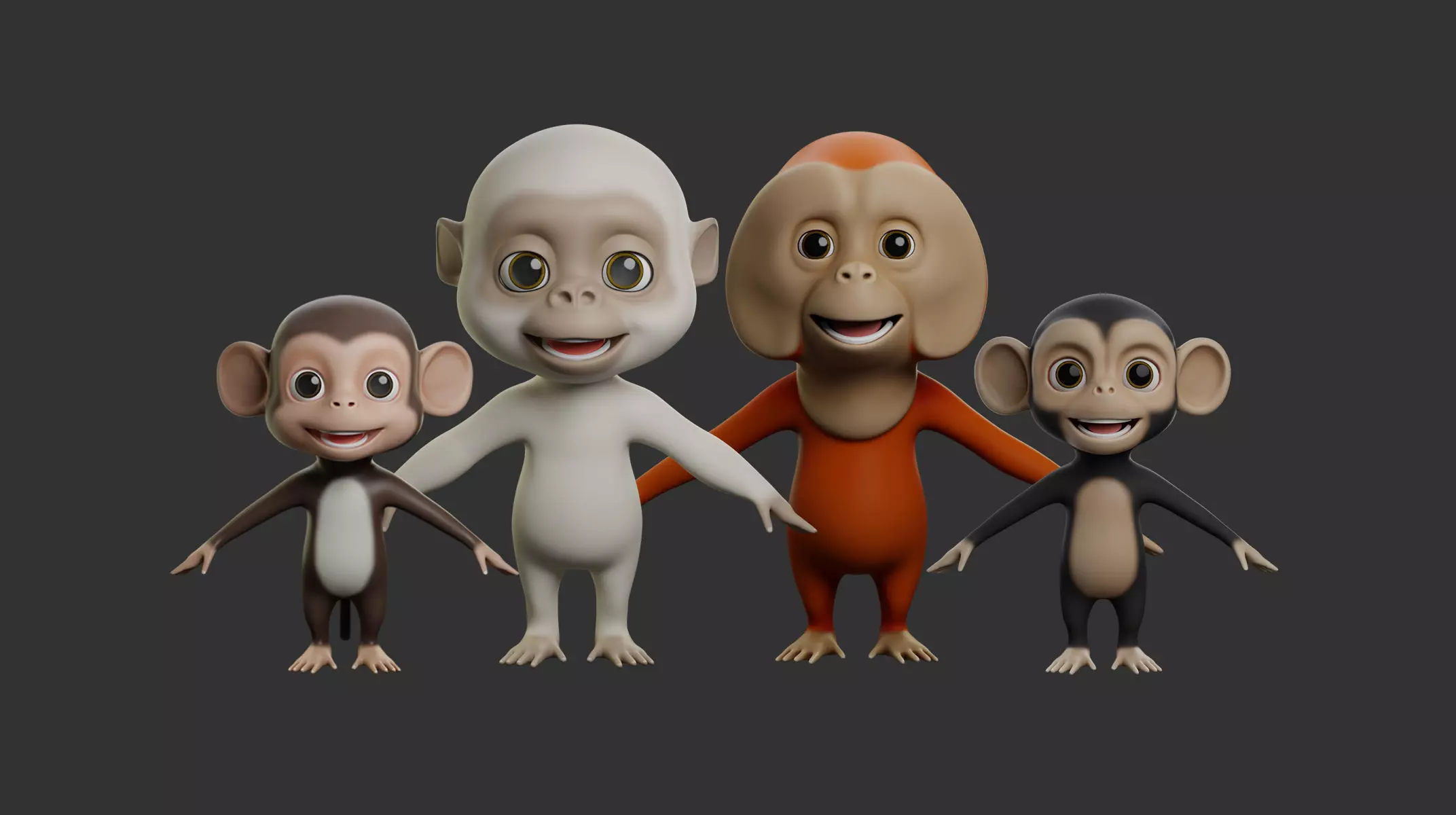 Primate Pack  Cartoon 3D Model Collection_0