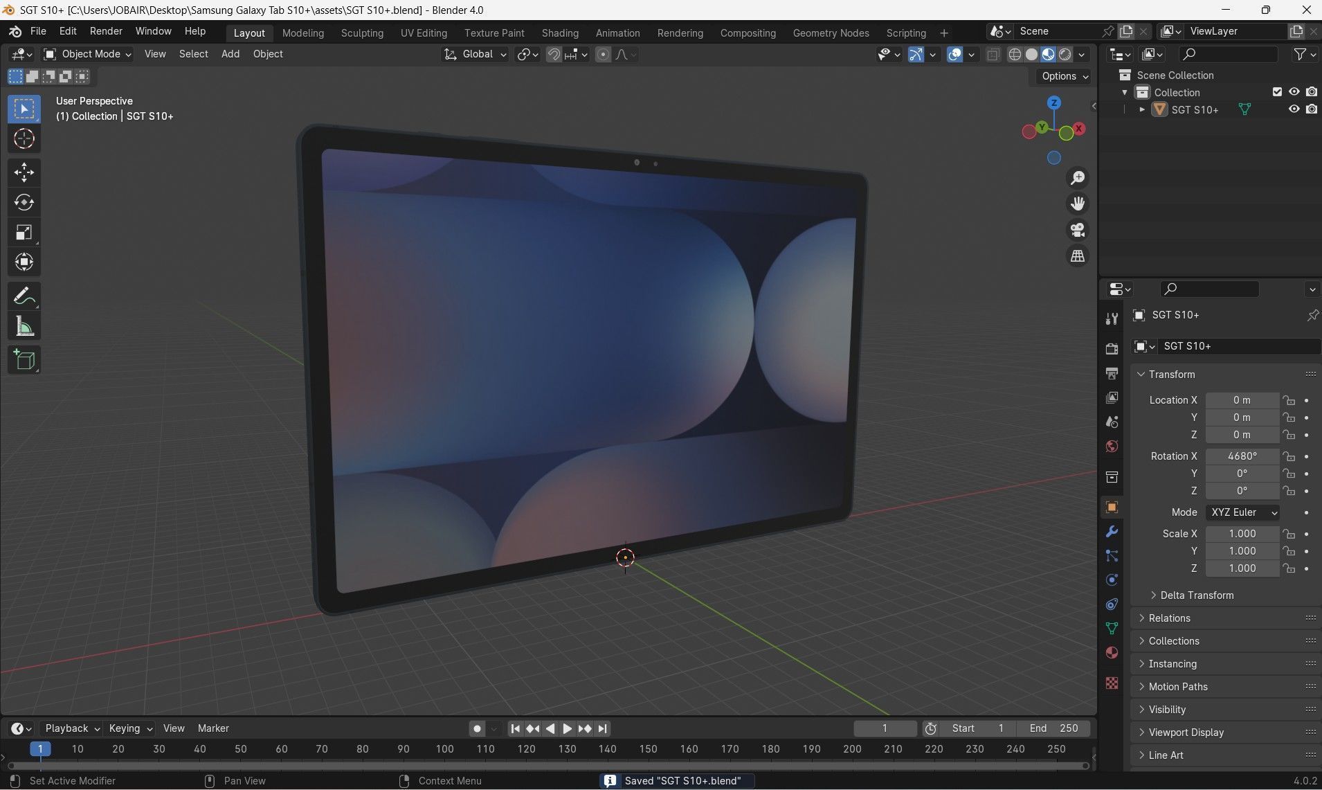 Samsung Galaxy Tab S10 Plus Low-poly 3D model_27