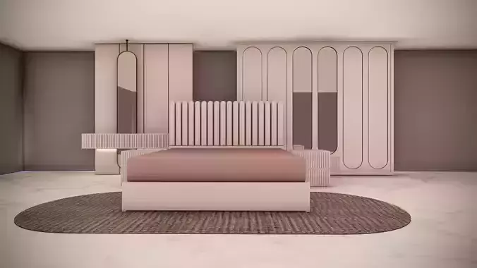 bedroom furniture Low-poly 3D model