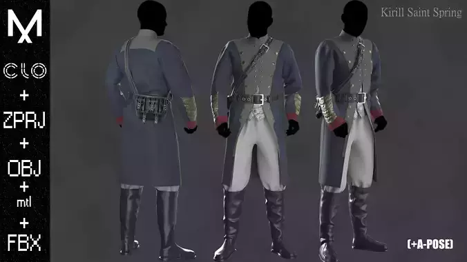 Royal Outfit Male Marvelous designer Clo3d OBJ mtl FBX ZPRJ 