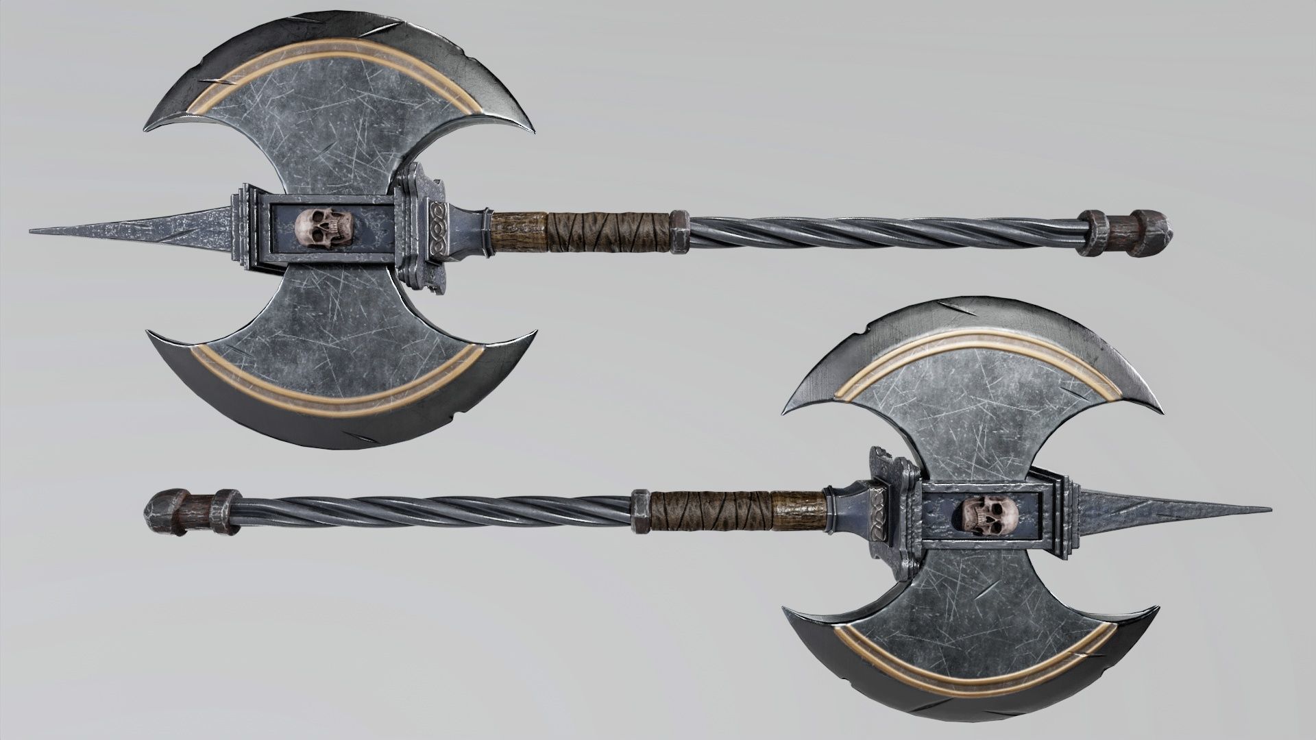 Axe-Skull Low-poly 3D model_1