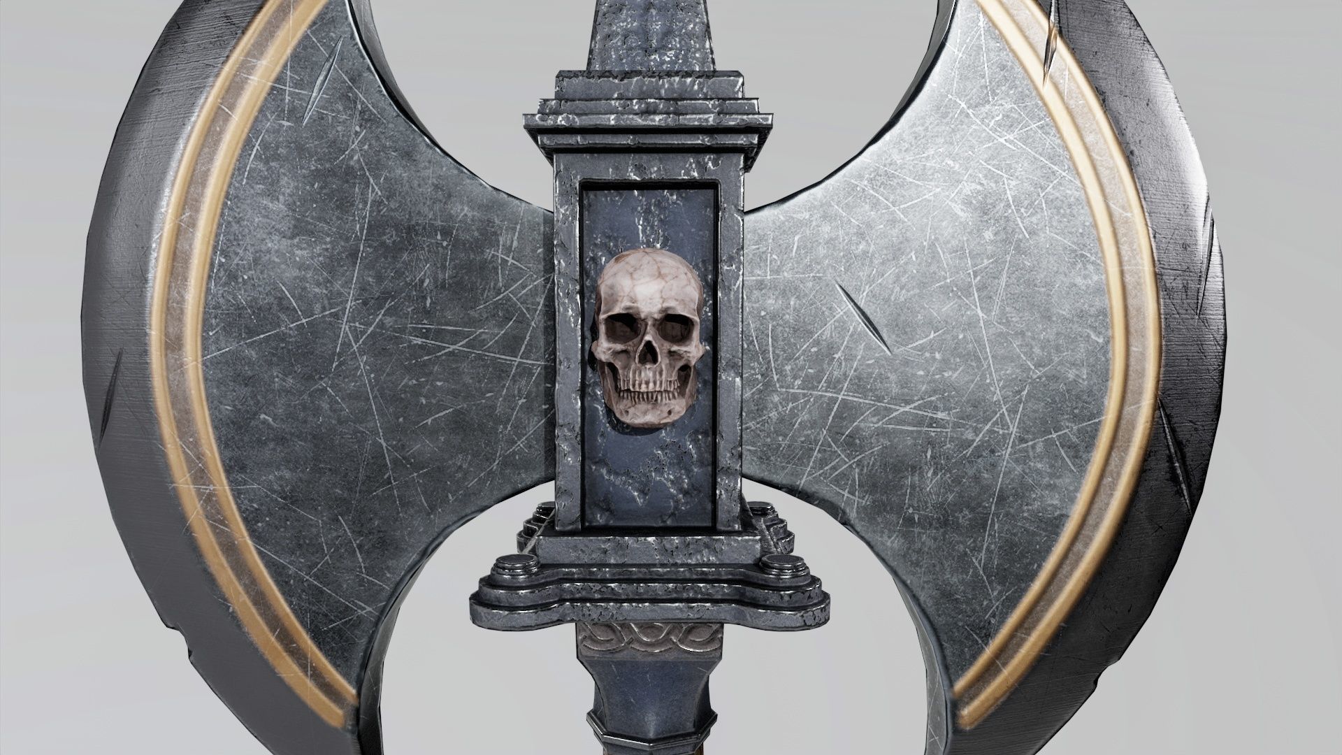 Axe-Skull Low-poly 3D model_2