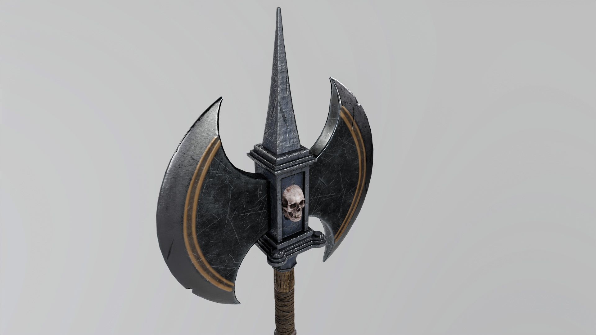 Axe-Skull Low-poly 3D model_3